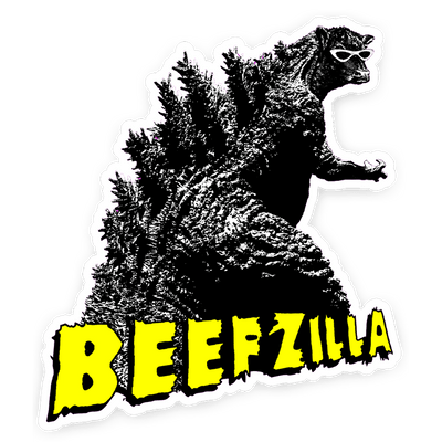 Front of Beefzilla Sticker