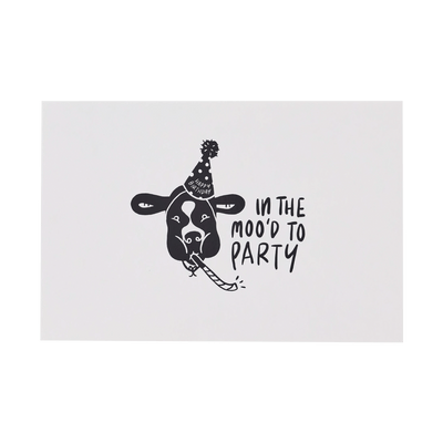Front of In The Mood to Party Birthday Card