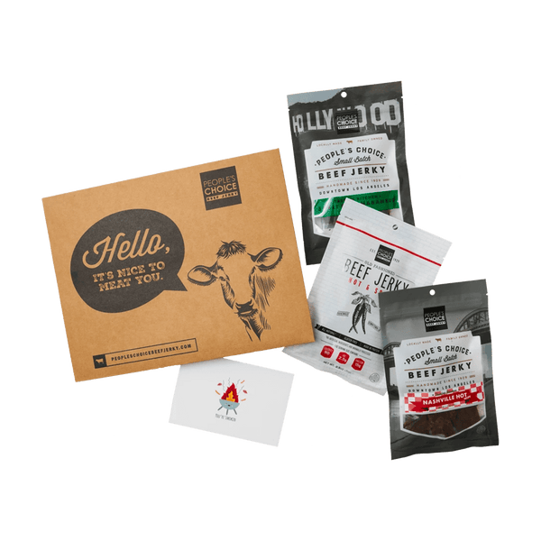 Jerky Gram Fire Spicy Jerky Gift Products Laid Out