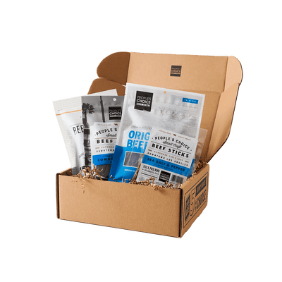 Front of Simple & Savory Mild Jerky Box with Product Showing